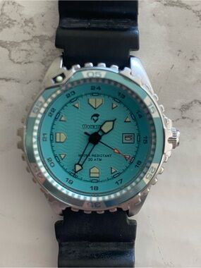 Momentum Turquoise Dial Dive-Style Watch with Black Strap